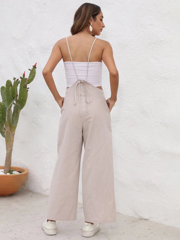 New solid color casual suspender trousers - Bottoms